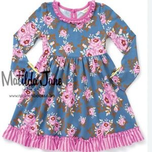Matilda Jane Dusty Blue and Pink Ruffled Dress - Fairytales Dress